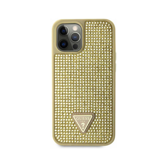 "Rhinestones Triangle Metal Logo Case iPhone 12 Pro Max" Gold