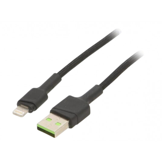 USB -  Lightning (ST-ST) 1,2m Green Cell Backlight White LED Black