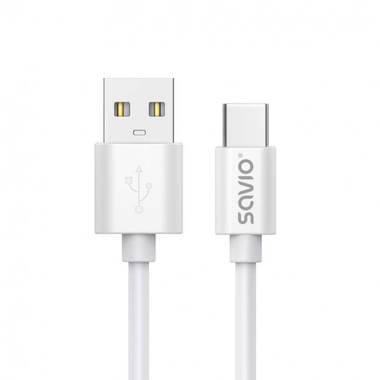 USB kabelis 2 m USB 2.0, USB A - USB C Balta SAVIO CL-168