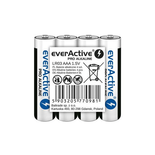 Šarminės baterijos AAA / LR03 everActive Pro - dėklas 4 vnt.