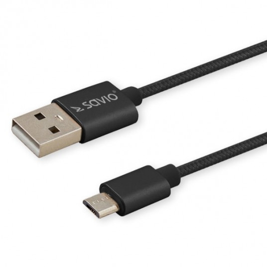 Savio CL-129 USB kabelis 2 m USB 2.0 USB A USB C Juoda