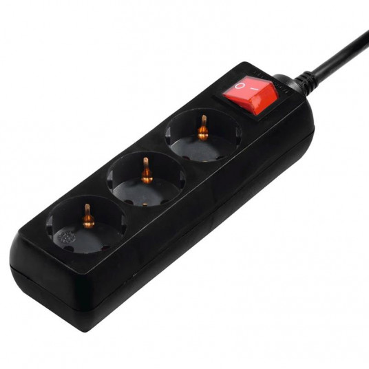 Extensioncord Hama 3-Way, Switch, 3m, Black