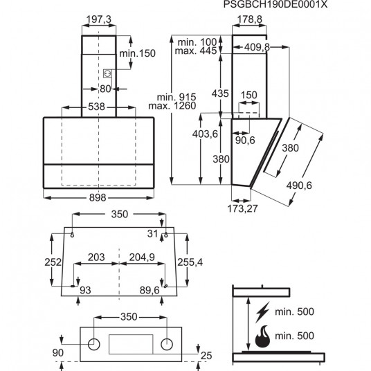 Electrolux LFV619K Tvirtinamas prie sienos Juoda 700 m³/h A