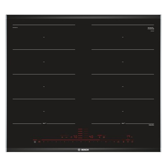 Bosch PXX675DC1E viryklė Juoda, Nerūdijančiojo plieno Įmontuoti Indukcinė viryklė, padalyta į sritį 4 zona(s)