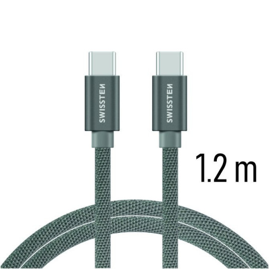Swissten Textile Fast Charge 3A USB-C / USB-C duomenų ir įkrovimo laidas 1,2 m