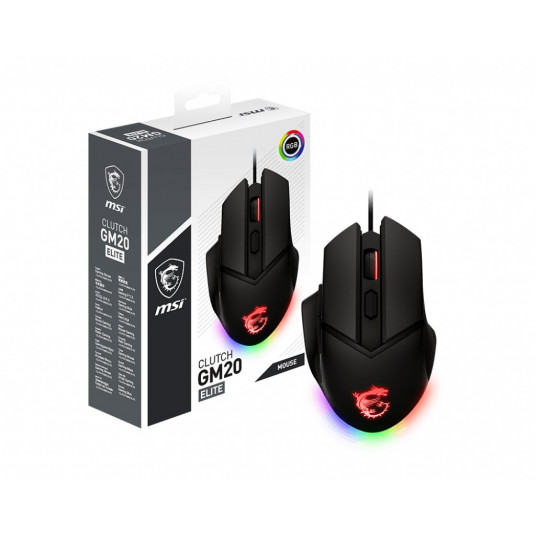MSI CLUTCH GM20 ELITE USB Type-A optinė 6400 DPI dešinioji pelė