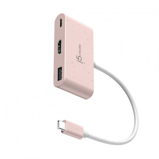 j5create JCA379ER-N sąsajos šakotuvas C tipo USB 5000 Mbit/ai Rožinė