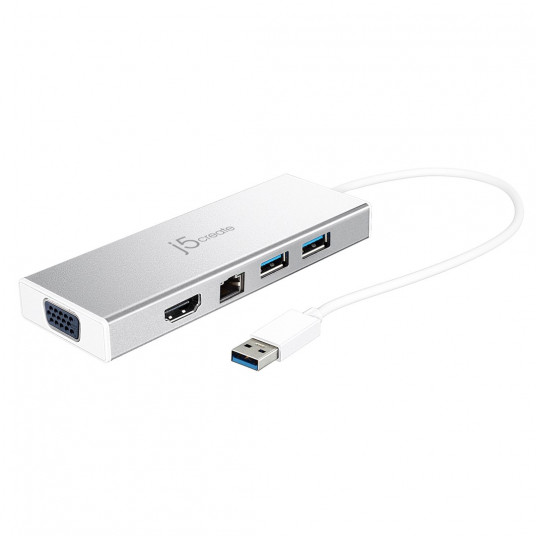j5create JUD380 Vielinis USB 3.2 Gen 1 (3.1 Gen 1) Type-A Sidabras