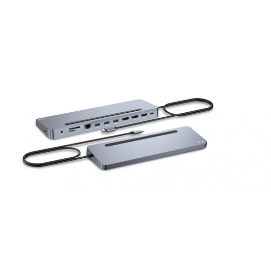 i-tec USB-C metalinis ergonomiškas 4K 3x ekranas 2x DP 1x HDMI LAN garso maitinimo tiekimas 100 W