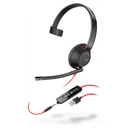 POLY Blackwire 5210 Laisvų rankų įranga Vielinis Su lankeliu Biuras / skambučių centras USB A tipo Juoda