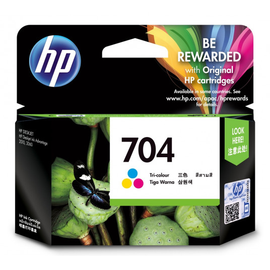 HP 704 Tri-color Original Ink Advantage Cartridge rašalo kasetė 1 vnt Originalus Žydras, Rausvai raudona, Geltona