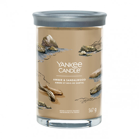 Yankee Candle - Aromatinė žvakė Signatūrinis stiklainis, didelis gintaro ir sandalmedžio 567 g