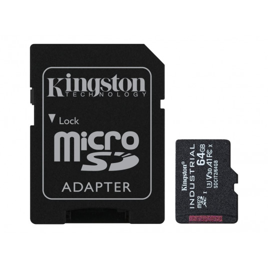 Kingston UHS-I | 64 GB | „microSDHC/SDXC“ pramoninė kortelė | Flash atminties klasė 10 klasė, UHS-I, U3, V30, A1 | SD adapteris