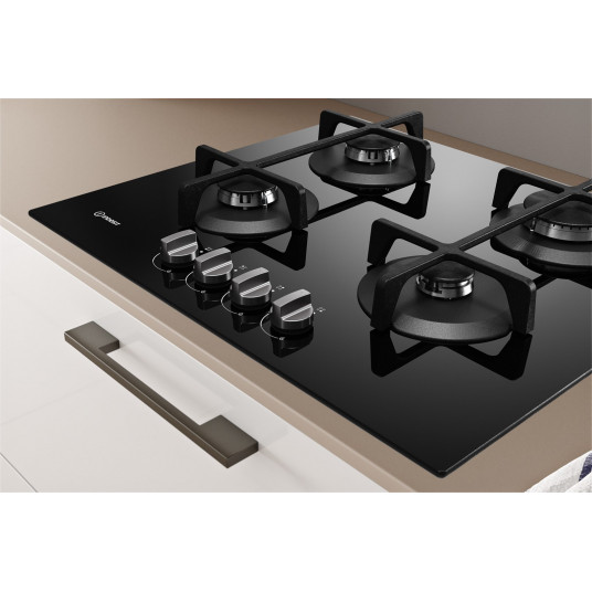 Indesit ING 61T/BK Juoda Įmontuoti 59 cm Dujinė 4 zona(s)