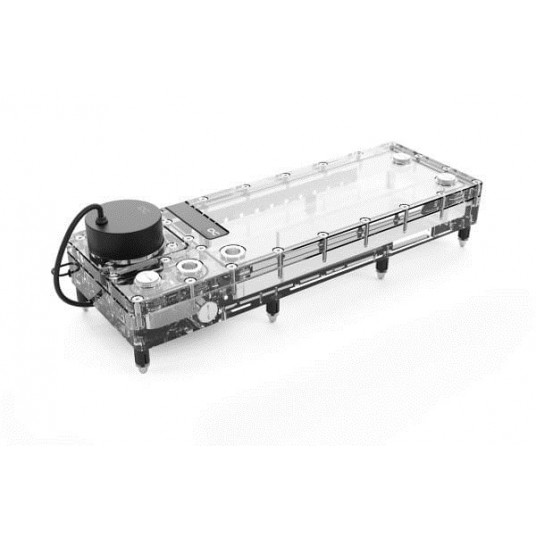 Alphacool Core Flat Reservoir 360, su VPP pompa – dešinėje