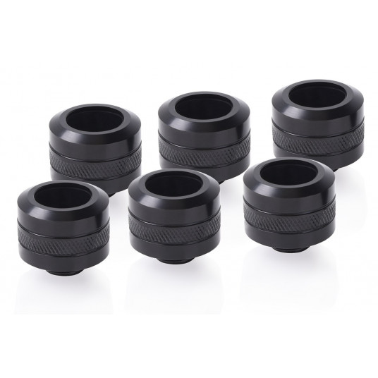 „Alphacool Icicle Pro“ jungtis, 16 mm kieto vamzdelio jungtis G1/4, 6 pak. – juoda
