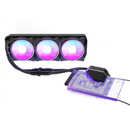 „Alphacool Ice Grinder 2 AIO“ – 360 mm RTX 4080 Strix su galine plokšte