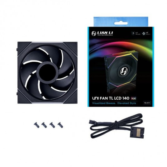 Lian Li UNI FAN TL LCD serijos ventiliatorius - 140 mm, juodas