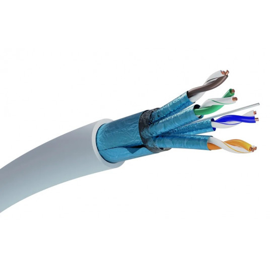 Extralink CAT6A FTP (F/FTP) V2 vidinis | Vytos poros tinklo kabelis | 500M LSZH