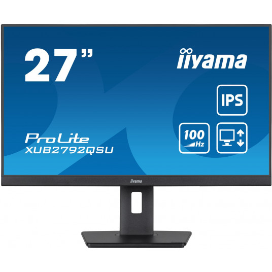 68,5 cm / 27 colių (2560 x 1440) Iiyama ProLite XUB2792QSU-B6 16:9 WQHD IPS 100 Hz 0,4 ms HDMI DP USB sukamasis garsiakalbis juodas