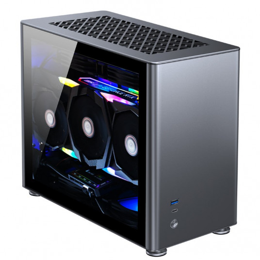 Jonsbo A4 Mini-ITX dėklas, grūdintas stiklas – pilkas
