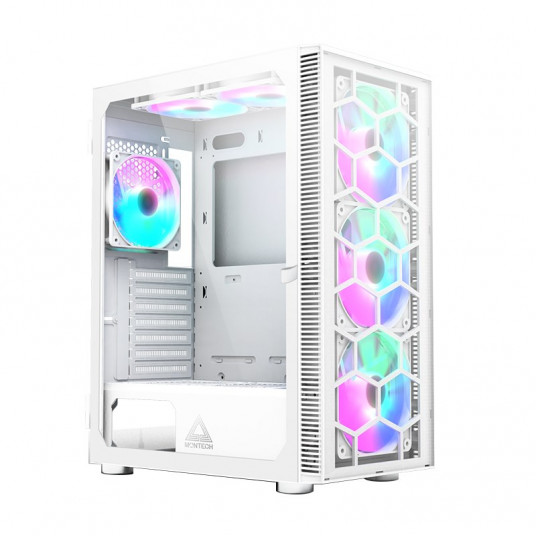 Montech X3 Glass Midi-Tower, RGB, grūdintas stiklas – baltas