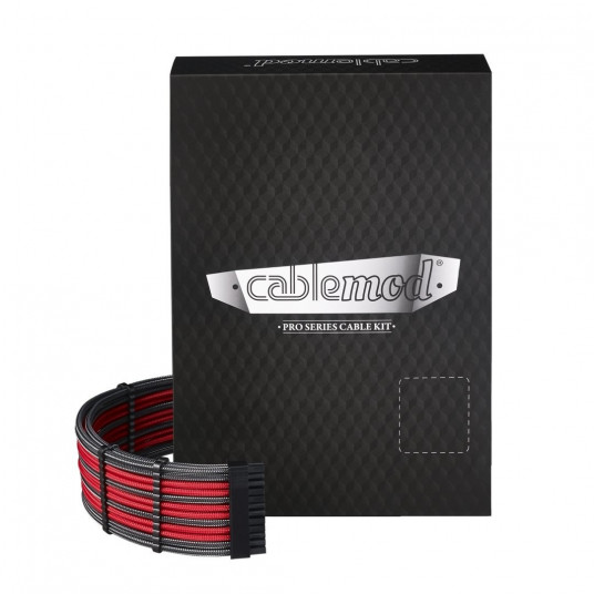 CableMod C-Series PRO ModMesh kabelių rinkinys, skirtas Corsair AXi/HXi/RM (geltona etiketė) – anglis/raudona