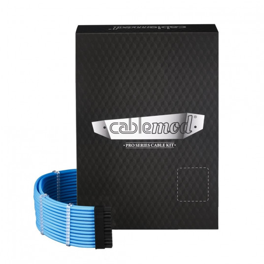 CableMod C-Series PRO ModMesh kabelių rinkinys, skirtas Corsair AXi/HXi/RM (geltona etiketė) – šviesiai mėlyna