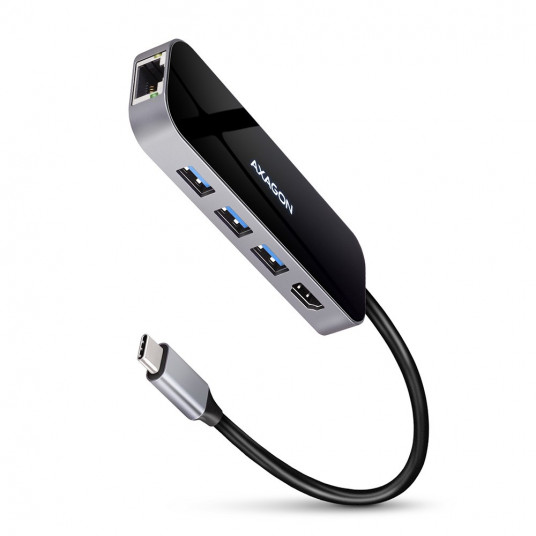 AXAGON HMC-6GL USB šakotuvas, 3 x USB-3.0, 1 x RJ-45, 1 x HDMI
