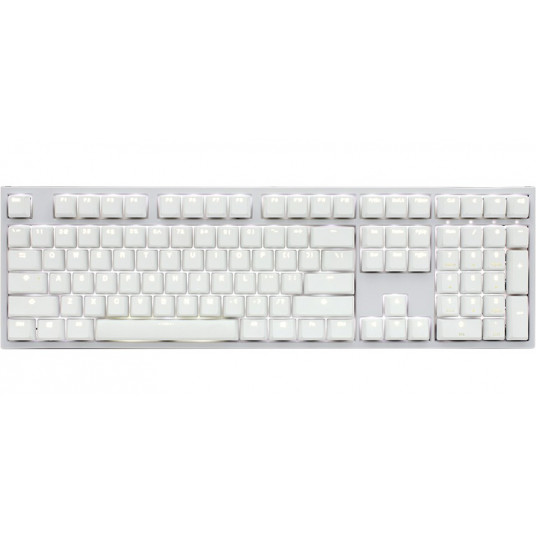 Ducky One 2 White Edition PBT žaidimų klaviatūra, MX-juoda, baltas LED - baltas