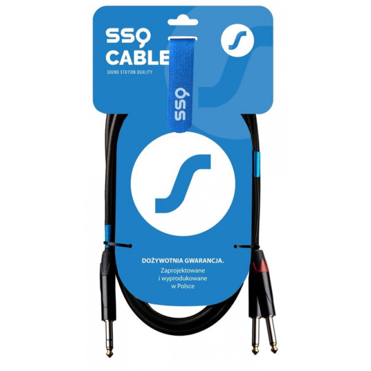 SSQ JSJM2 SS-1453 Kabelis Jack Stereo - 2x Jack Mono 2 m Juoda