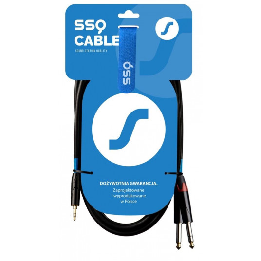 SSQ MIJM1 SS-1813 Kabelis Jack Stereo 3,5 mm - 2x Jack Mono 6,3 mm 1 m Juoda