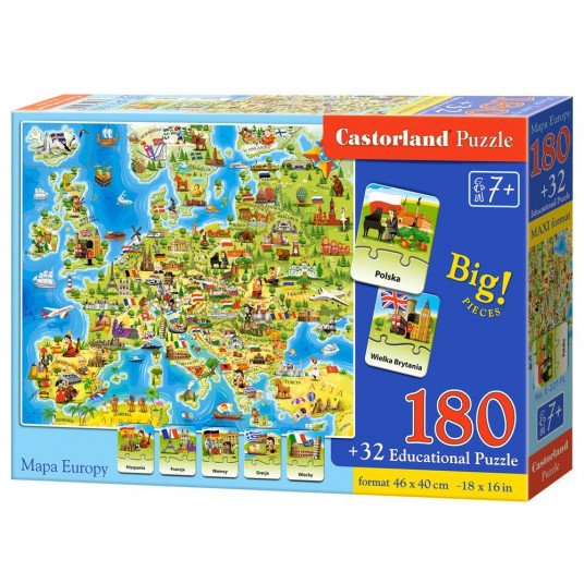 Castorland Puzzle Europos žemėlapis 180 ele Viktorina CA0036