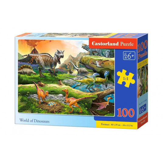 Dėlionė 100 dalių dinozaurų pasaulis