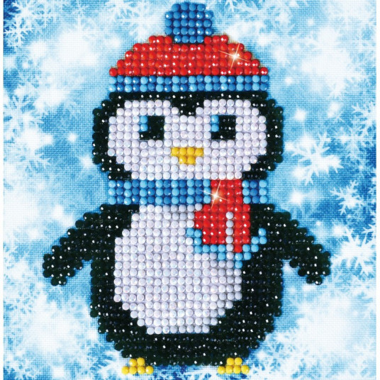 Deimantinė mozaika CHRISTMAS PENGUIN PICTURE 13,54x13,54