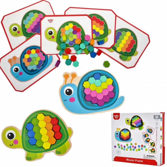 TOOKY TOY Medinė spalvinga mozaikinė dėlionė
