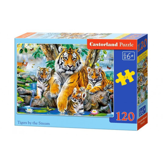 Dėlionė Castorland Tigers by the Stream, 120 dalių
