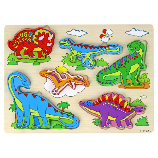 3D medinė dėlionė, dinozaurai, 11 el.