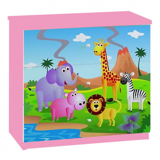 Komoda Babydreams - Safari, rožinė