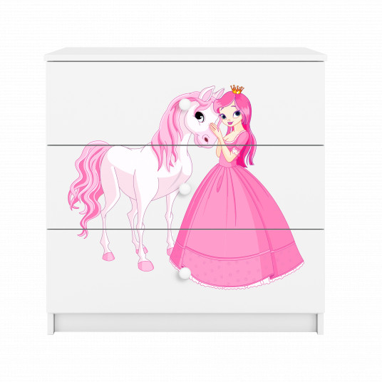 Komoda Babydreams - Princesė ir arklys, balta