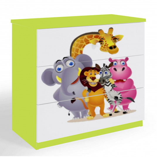 Komoda Babydreams - Zoo, žalia