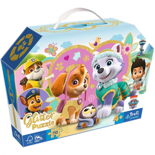 Puzzle 70 elements Skye and Everest - glitter puzzle