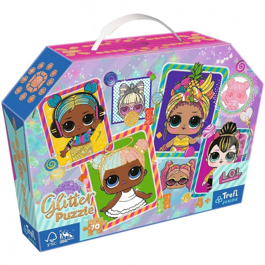 Puzzle 70 elements glitter in box Colorful L.O.L. dolls