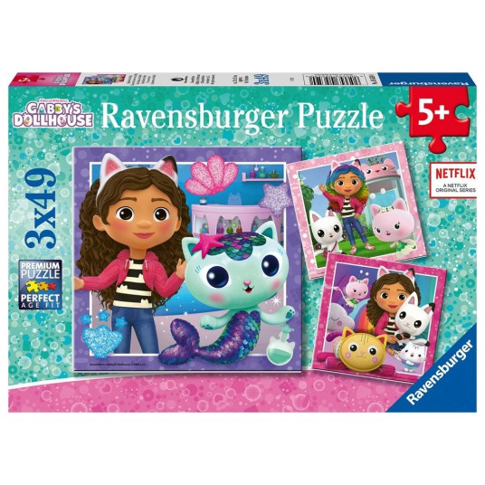 Puzzles 3x49 elements Gabbys Dollhouse