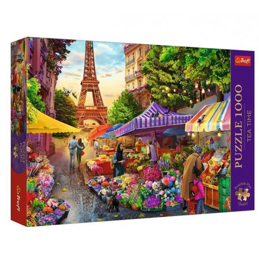 Puzzle 1000 elementów Premium Plus Quality Targ kwiatowy, Paryż