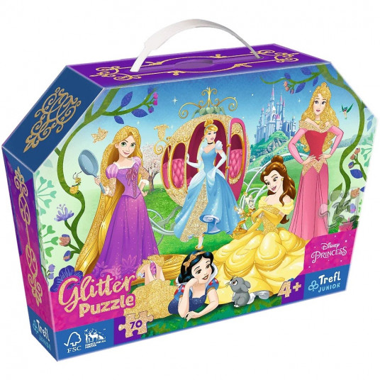 Puzzle 70 elements glitter in box Happy Disney Princess