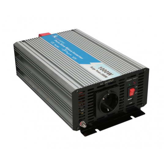 Extralink OPIP-1000W | Įtampos keitiklis | 12V - 230W, 1000W, grynas sinusas