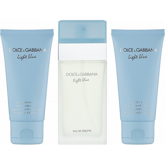 Set Dolce & Gabbana: Light Blue, Refreshing, Body Cream, Day, 50 ml + Light Blue, Energy, Shower Gel, For All Skin Types, 50 ml + Light Blue, Eau De Toilette, For Women, 50 ml