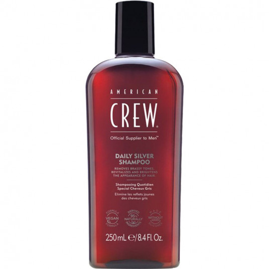American Crew, kasdienis sidabras, be parabenų, plaukų šampūnas, apsaugantis spalvą, 250 ml