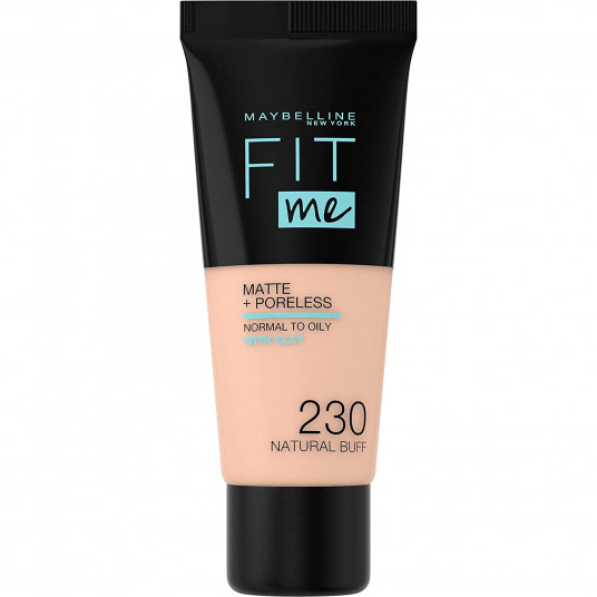 Maybelline, Fit Me Matte + Poreless, skystas pagrindas, 230, smėlio spalvos sabalas, 30 ml